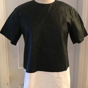 ALEXANDER WANG LEATHER T-SHIRT TOP. SIZE: 2.